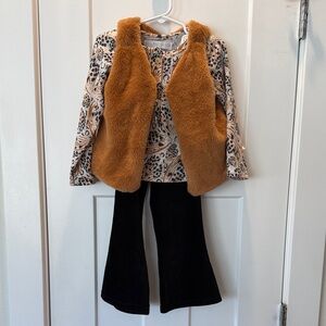 Rachel Zoe Animal Print Top with Faux Fur Accent